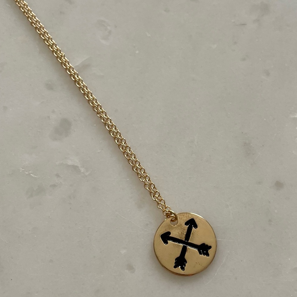 Gold Double Arrow Necklace - Picture 2 of 4